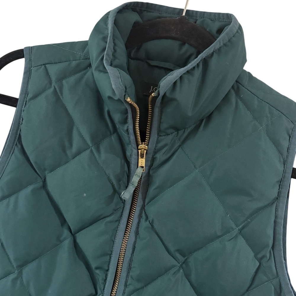 J Crew Quilted Down Puffer Vest Womens S‎ Green Warm Lightweight Excursion 92465